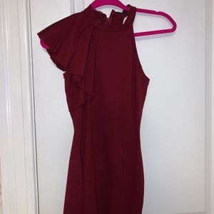 Red Ruffle One Shoulder Dress